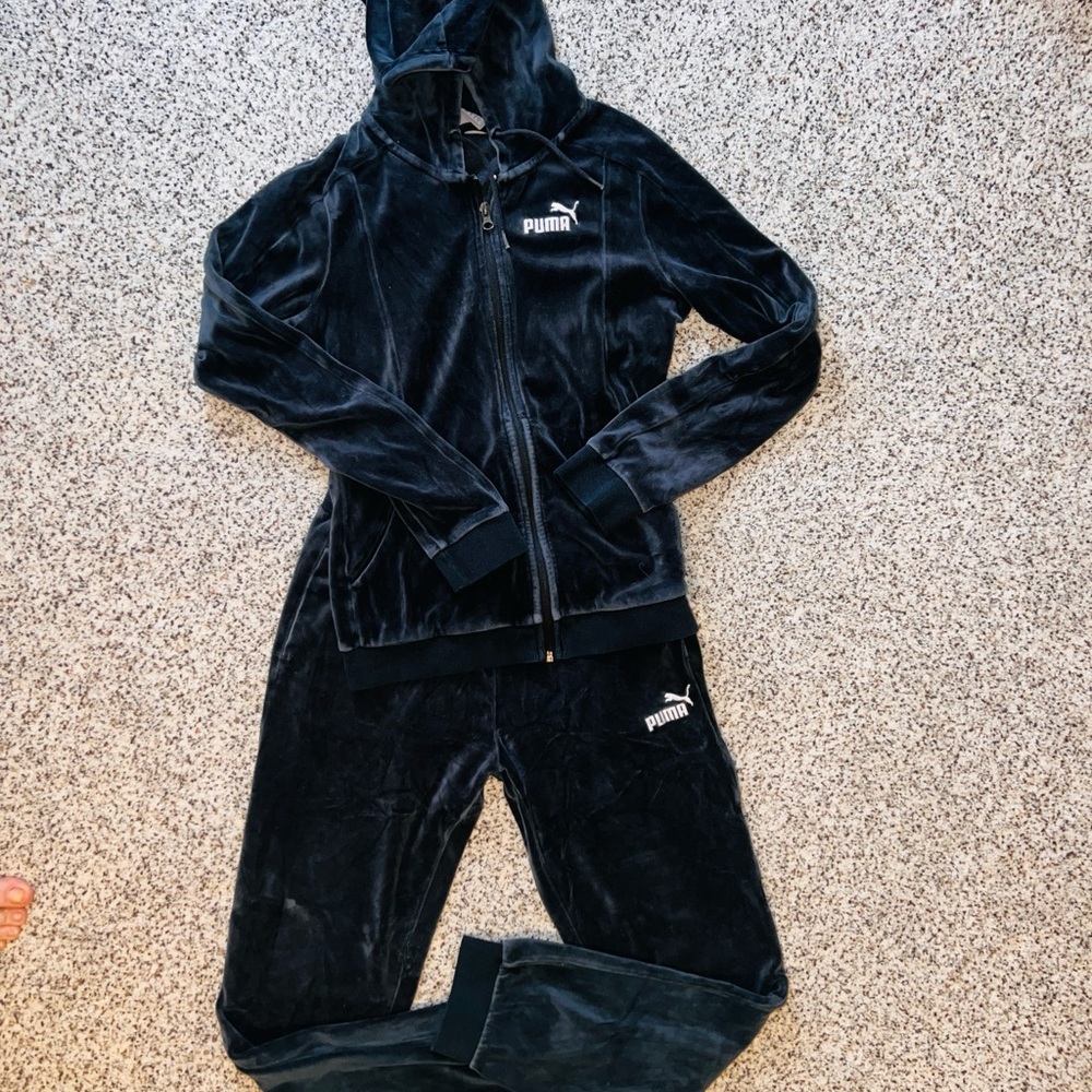Puma Navy Velour Tracksuit